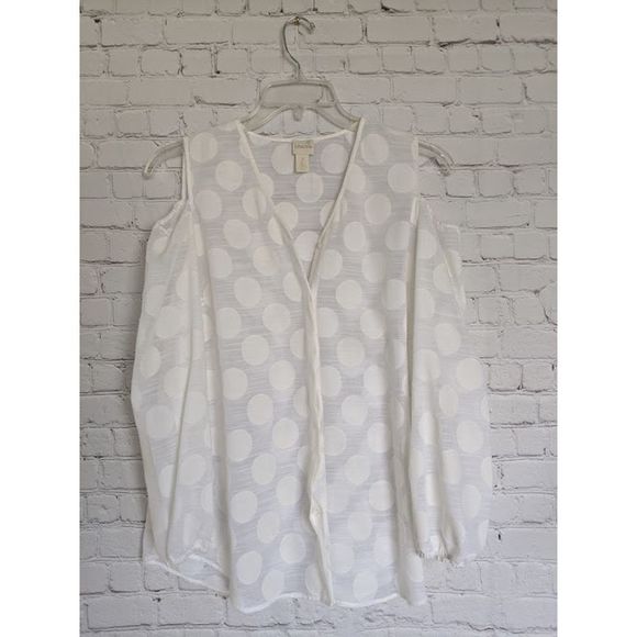 Chico's Tops - Chico's Dot Sheer White Cold Shoulder Blouse